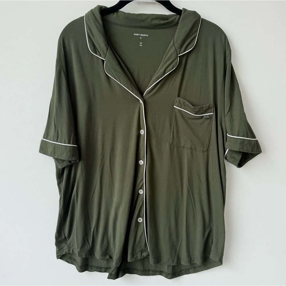 Cozy Earth Women's Bamboo Stretch-Knit Short Sleeve Pajama Top only size XL - Picture 3 of 5